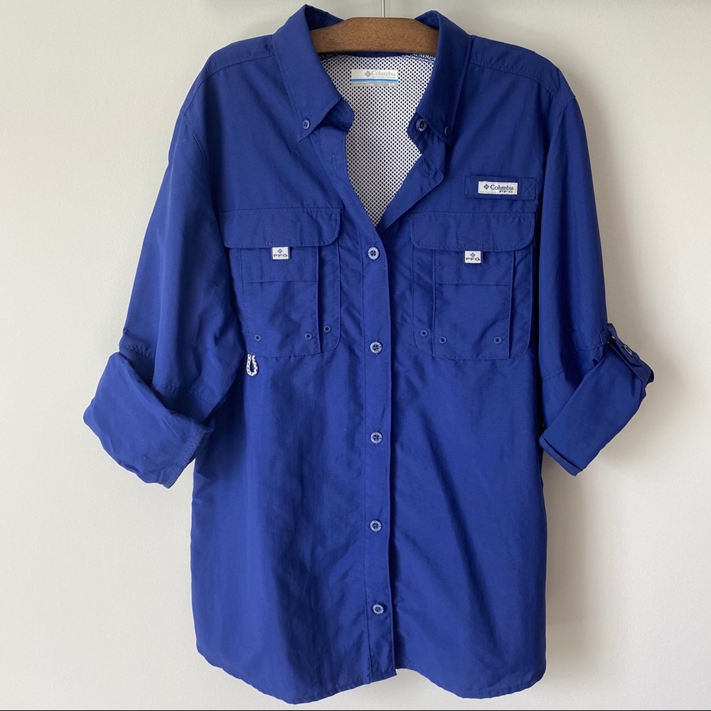 Columbia PFG Blue Long Sleeve Fishing Shirt S